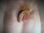 Big Uncut Cock Squashed Against Shower Glass