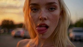 red dress highway slut: parking lot tit flash and hard public fuck ai generated