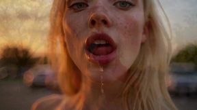 red dress highway slut: parking lot tit flash and hard public fuck ai generated