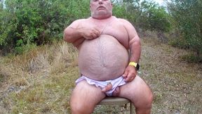 Edging wearing panties, edging my cock in the woods again.