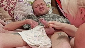 My neighbor helps me cum by giving me a blowjob