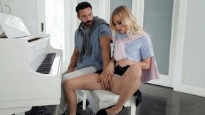 Lustful music teacher plays with shaved XXX pussy of cute disciple