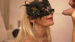 Tina, Dressed as a Bourgeois Slut, Undresses and Plays Whore in Heels and Lingerie.