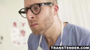 Kasey Kei's big tits and ass piercing for a bearded doc