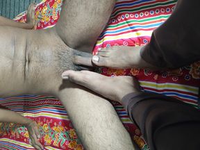 My teen student is getting footjob and whipping