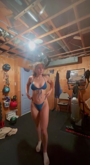 White GF shows off her cute bikini at the beach with friends