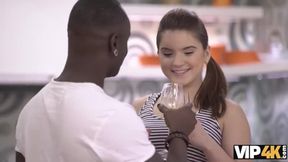 Brunette Chick Isnt alone because Black Man Appears in Time
