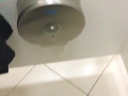 Jerking off a thick dick in a public toilet