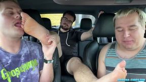 Car Ride Turns Into A Foot Licking And Worshipping