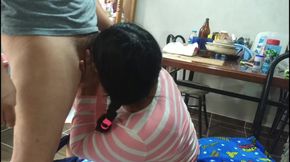 The new neighbour is very slutty and she made me fuck her in her living room, her husband was taking a shower