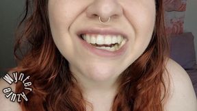 Open Mouth Chewing of very thick Oatmeal!