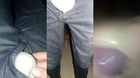 pantalones orinados con panal de tela y un dia lleno de delicia y pajas