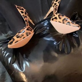 Patterned Leggings, Animal Print Heels Masturbation