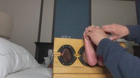 Latina Tanfeets Xtreme Foot Tickling Cries in Stocks w BK Tickler