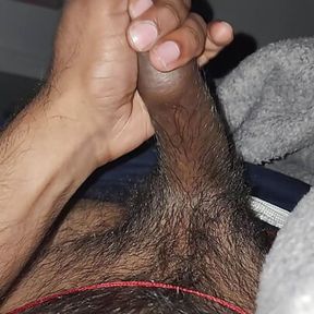 playing with my cock after everyone slept at home