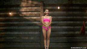 ”Tiny Latina whipped on hogtie”