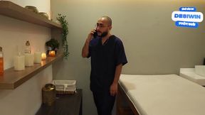 My client receives my erotic massage as a gift from her husband and ends up RIDING my HUGE cock.