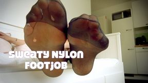 Sweaty Nylon Footjob 4K