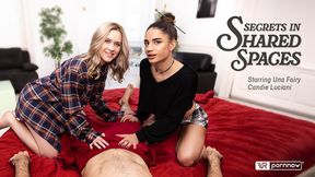 Teen babe Candie and Una share cock in steamy threesome