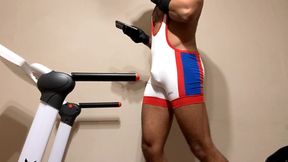 Muscle Man White Singlet Treadmill Walk