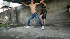 Kicking This Man's Balls Completely Tied up