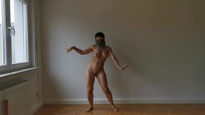 Collared Naked Beauty in Veil: Slow Seductive Slave Dance