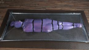 Tickling in a nylon cocoon and bondage with straps