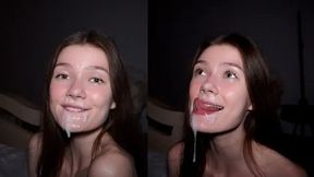 Amateur Cutie Roughly Fucked and Choking on Cum