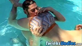 Three hot naughty twinks fucking and having fun in the pool