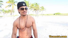 Hot Ebony Babe`s Outdoor Pleasure: Beach Bikini, Big Tits, Big Cock, & Cumshot!