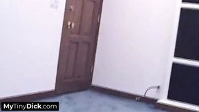 A sizzling brunette with ink seduces him with her lips