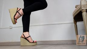 (655) Shoe Collection: Summer Cork Platform Wedge Sandals - Dame Olga (720p)