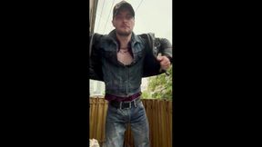 Kinkysirius Wet Rain Shower in Cowboy Outfit