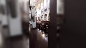 Holy hellion gets soaked in solo missionary sessions amidst altar worship