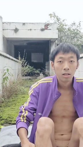 Captivating moment from &quot;Asian boy masturbates sexy moans and ejaculates outdoors on the rooftop of apartment and eats semen&quot;