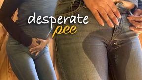 Desperate MILF pees in her jeans, drinks it like a thirsty cowgirl