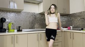 my stepsister s ass was drilled hard by my friend and she squirted all over the kitchen