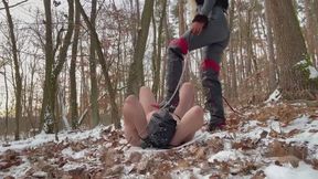 CowGirl Slavena Boot Worship Trampling Whipping humiliation on snow freezing winter