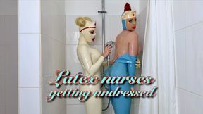 Latex nurses getting undressed