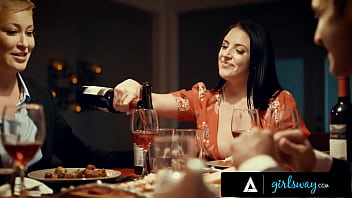 GIRLSWAY - Lonely Woman Cheats On Her Husband With His Boss&#039_ Wife Angela White During Couple Dinner