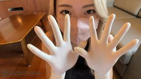 Pervert peeking at glove gals! I want to be touched by those hands! Explosion of excitement!