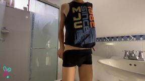 Colombian Young Man Has Fun In The Bathroom While Shaving His Pubic Hair