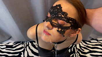 submissive fucking of the slobbering throat of a beautiful slut on a chain