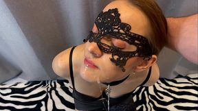 submissive fucking of the slobbering throat of a beautiful slut on a chain