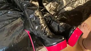 Cum on African Patent Leather Boots