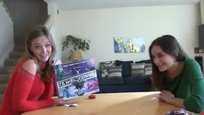 Lovely teens lose strip game, share cock in live threesome