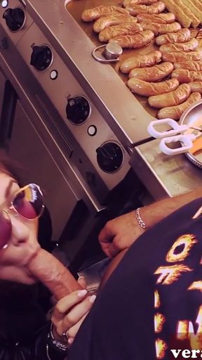 german instagram girl pick up a Fan on Street in supermarket   Clip 2