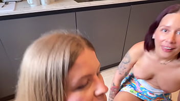 Scottish Student Helps British Hotwife Suck Two Cocks