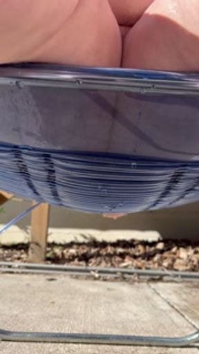 BBW Joan Day Pees Sitting In Her Lawn Chair