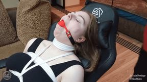 Passion Madness of Leona Reed - Part 2 (Leona Ballgagged, Tightly Tied to Chair, Vibrated and Got Orgasms From Breast Play)